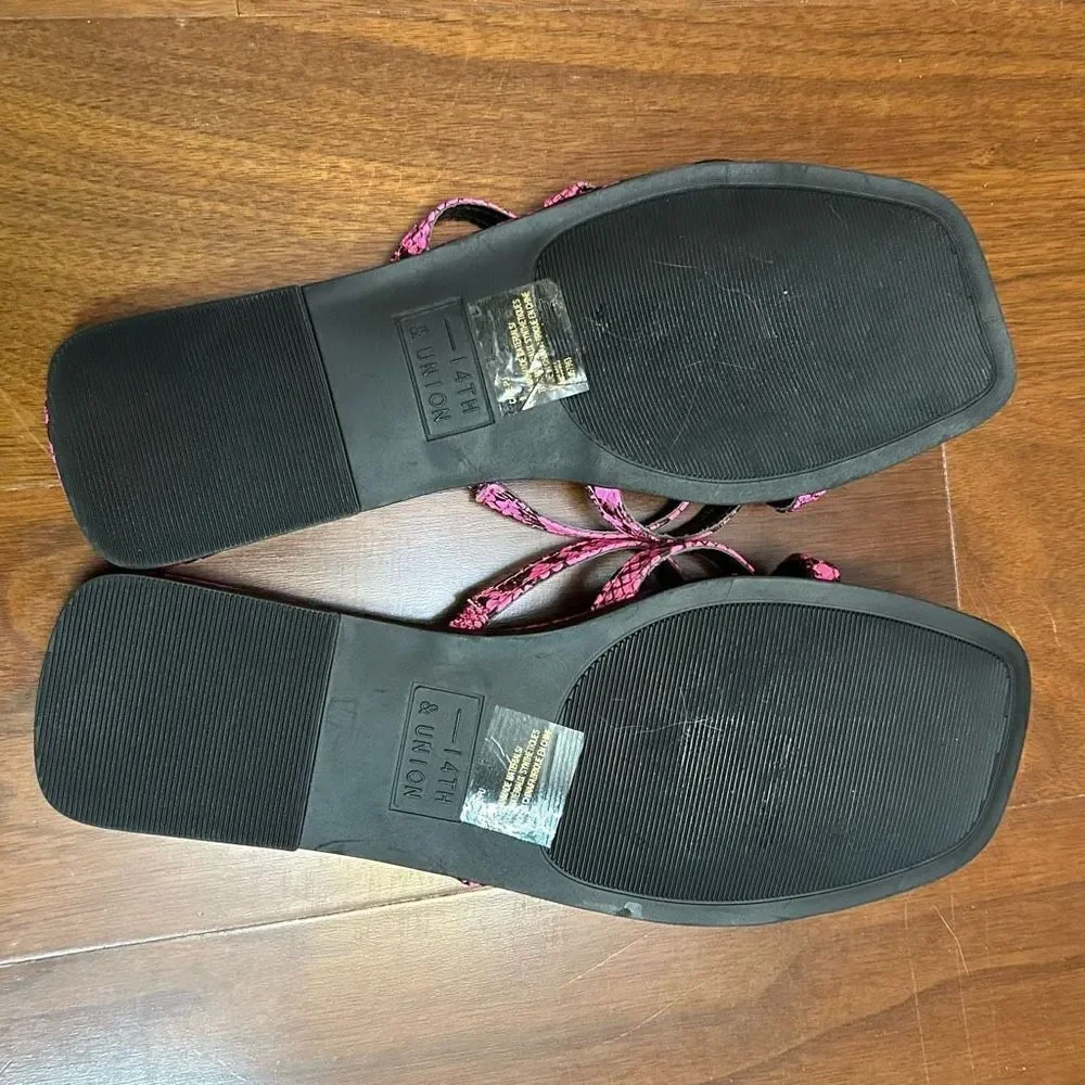 14th & Union size 9‎ pink & black snakeskin thong sandal NWOT
